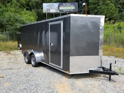 7x16 Charcoal Enclosed Tandem Axle Trailer