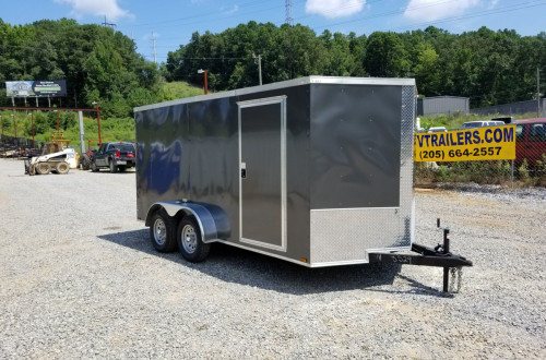 7x14 Charcoal Enclosed Tandem Axle Trailer
