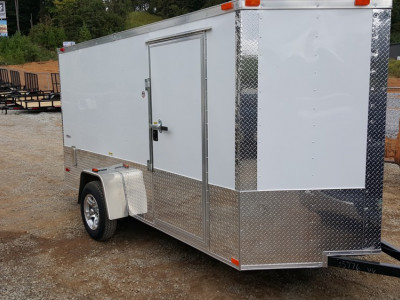6x12 White Enclosed Trailer Motorcycle Package