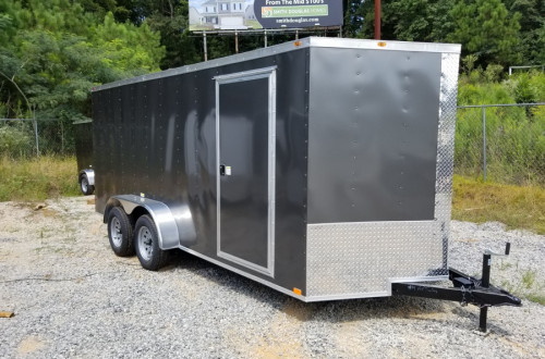 7x16 Charcoal Enclosed Tandem Axle Trailer