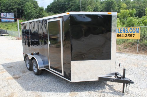 7x14 Enclosed Tandem Axle Trailer Black